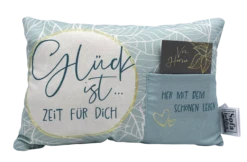 Hergo Geschenk-Kissen Mit Tasche 30x20cm - 1933 Glück Ist... Zeit Für Dich