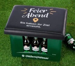 Gilde 42970 Bierkasten Sitzkissen "Feierabend" 44x34cm Sitzpolster Schwarz
