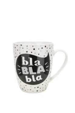 Gilde 46801 Porzellan-Tasse "bla BLA Bla" Weiß Schwarz Ca 360ml Porzellan