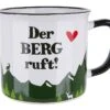 Gilde 46907 Keramik Tasse "Der BERG Ruft!" Grün Weiß Emaille-Design Ca. 390ml -Einrichtungsgegenstände Laden 46907 2