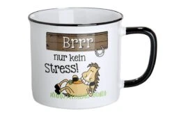 Gilde 46997 Keramik Tasse Pferd "Brrr Nur Kein Stress!" Emaille-Design Ca. 390ml