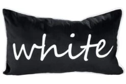Gilde Stoffkissen "White" Auf Schwarzem Grund Ca. 48x27cm Casablanca Design