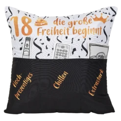 Hergo Sofahelden Kissen Mit Taschen 43x43cm - 18. Geburtstag 8773