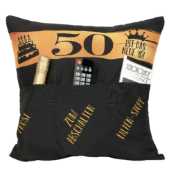 Hergo Sofahelden Kissen Mit Taschen 43x43cm - 50. Geburtstag 8776 -Einrichtungsgegenstände Laden 8776 1