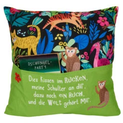 Hergo Sofahelden Kissen Mit Taschen 43x43cm - Lesekissen Kids - Dschungel 9031