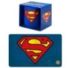 Logoshirt Frühstück Set Tasse + Brettchen Superman Logo Spülmaschinenfest (KuK) -Einrichtungsgegenstände Laden Set Superman